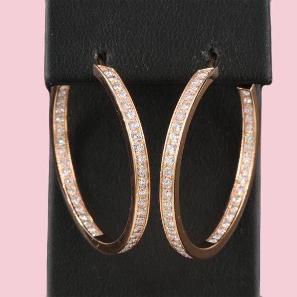Cartier 18K 2.25 CTW Diamond Inside-Out Hoop Earrings - Picture 2 of 9